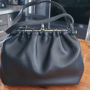 Chic Black Gathered Shoulder Bag